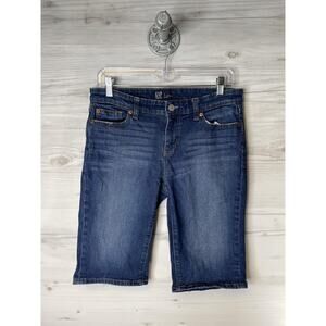 GAP Bermuda Jean Shorts Womens 27 Dark Indigo Blue 9 Inch Denim Stretch Zip‎ Fly